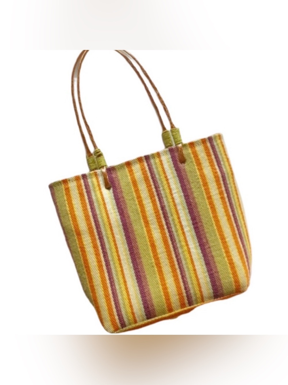 Back to Basics basket weave striped tote